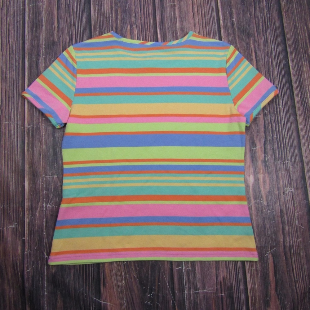 Sag Harbor Womens Small Multicolor Striped T Shirt Short Sleeve Crew Granny 90s - Picture 3 of 5